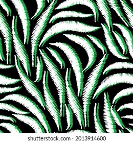Seamless pattern with green lines. Zebra or tiger print