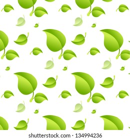 Seamless pattern with green little leaves.