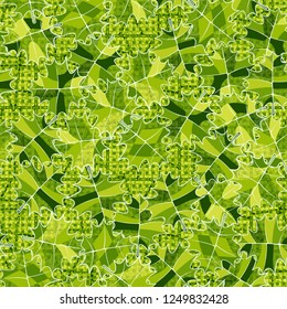 Seamless pattern. Green maple leaves on abstract texture background.