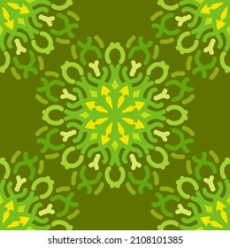 seamless pattern green mint olive forest mandala floral creative design background vector illustration