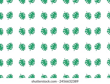 Seamless pattern with green monstera leaves on white background. For fabric design, cover, background. Vector illustration 