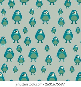 seamless pattern with green monsters