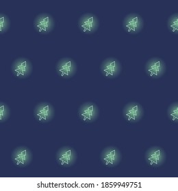Patrón sin foco de árboles de navidad de neón, creados digitalmente en una tableta, ilustración vectorial
