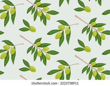 Seamless pattern with green olives. Beautiful nature texture.