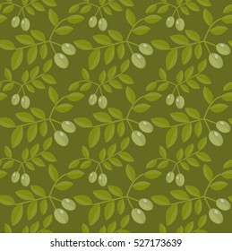 Seamless pattern Green olives, Olive endless background, texture, wallpaper. Vector illustration
