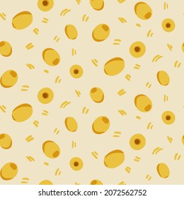 Seamless pattern with green olives. Vector illustration