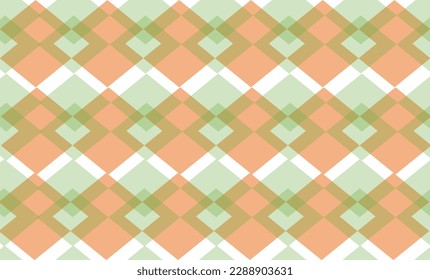 seamless pattern with green and orange diamond repeat style, replete image design for fabric printing