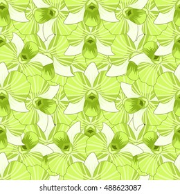 seamless pattern Green Orchid deuterium without gaps vector illustration