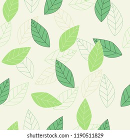 seamless pattern with green Oriental leaves
