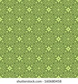 Seamless pattern with green ornament