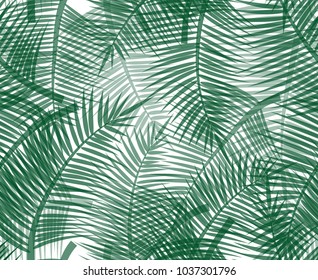 Seamless pattern with green palm twigs. Vector background for your design.