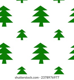 Seamless pattern with green paper cut fir trees.