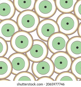 seamless pattern with green pastel evil eye vector 