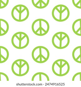 Seamless pattern with green peace symbols
