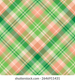 Patrón sin costuras en color verde y melocotón para cuadros, tela, textiles, ropa, mantel y otras cosas. Imagen de Vector. 2.
