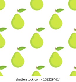 Seamless pattern with green pears. Vector illustration.