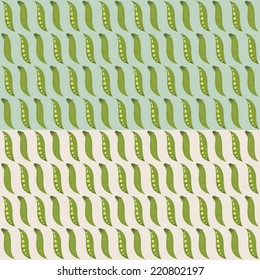 Seamless pattern of green peas in two colors.