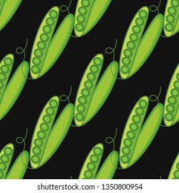 seamless pattern with green peas, vegetables, beans