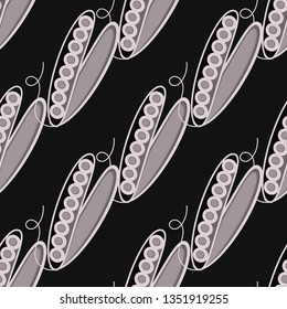 seamless pattern with green peas, vegetables, beans