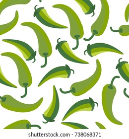 Seamless pattern with green peppers