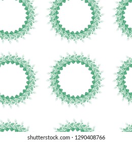 seamless pattern of green plants circle 1