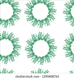 seamless pattern of green plants circles 5