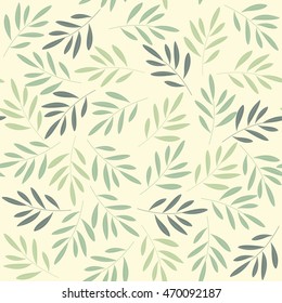 Seamless pattern with green plants isolated on yellow background can be used for wallpapers, surface textures, textile, linen, kids cloth, pattern fills and more designs. 