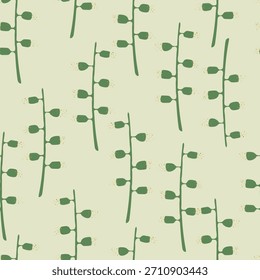 Patrón sin fisuras con plantas verdes, patrón de verano. Ilustración floral de Vector . 