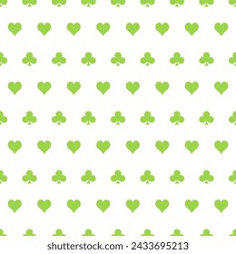 Seamless pattern with green playing card symbols