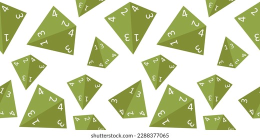 Seamless pattern of green Polyhedral cubes for fantasy RPG, board games. vector illustration.