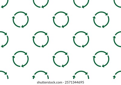 seamless pattern with green recycle on white background