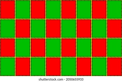 Seamless pattern of a green and red boxes or check. Vector design. For textile or printing or paper, wrap. Greeting on Merry  Christmas and happy new year's concept.