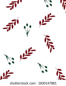 seamless pattern with the green and red leaves