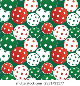 Seamless pattern of green and red pickleball balls.