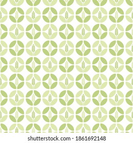 Seamless pattern with green rice grains on white background vector illustration. 