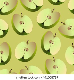 A seamless pattern from green, ripe apples. Vector illustration.