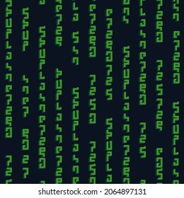 
seamless pattern of green shades of abstract symbols in vertical lines for decoration and design of interiors, banners, sites in techno style