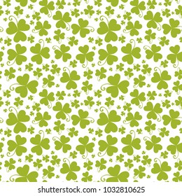 Nahtloses Muster mit grünen Shamrock-Blättern-Ornament, Clover Hintergrund für Saint Patricks Day Holiday Vektor-Illustration