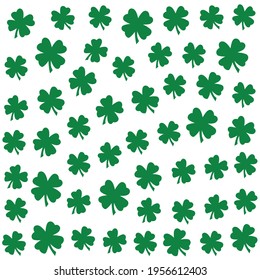 Patrón Sin Margen Con Shamrock Verde Sobre Vector De Fondo Blanco