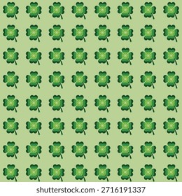 Seamless pattern of green shamrocks on light background