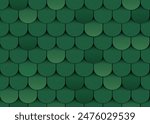 Seamless pattern of green soft roofing with beaver tail texture. Roof of the house top view. Vector illustration
