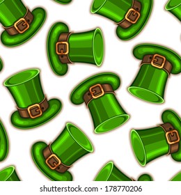 Seamless pattern with green St. Patrick's hat