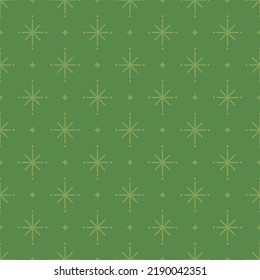 Seamless pattern with green star sparkles.