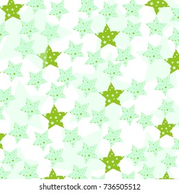 Seamless Pattern Green Stars Stilized Children Stock Vector (Royalty ...