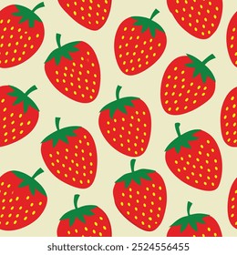 Patrón sin fisuras de fresas verdes sobre un fondo amarillo vibrante.