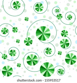 Seamless pattern with green striped circles
