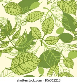 Seamless pattern of green summer leaves