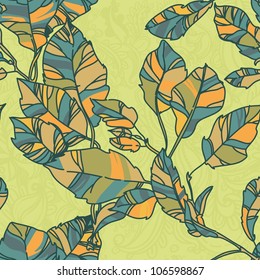Seamless pattern of green summer leaves