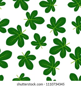 Seamless pattern with green summer leaves. Vector illustration.