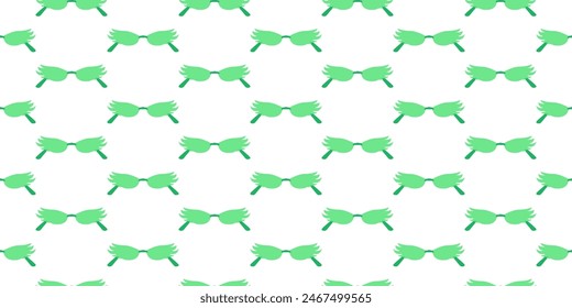  Seamless pattern green sunglasses fire shaped frame on a white background. Cool trendy retro 90s design background. Y2k aesthetics wallpaper